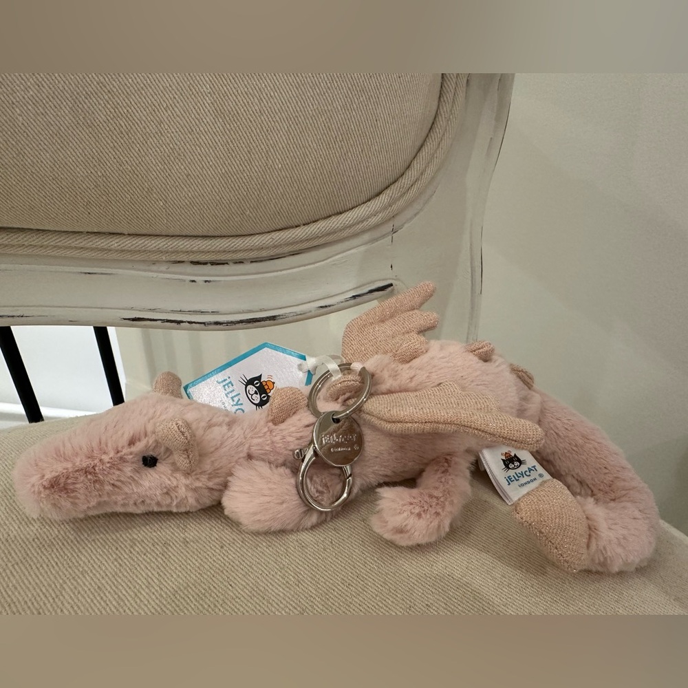 AUTHENTIC Retired Jellycat Rose Dragon Bag Charm NWT